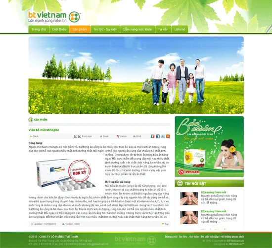 Thiết kế website dược phẩm Công ty Cổ phần BT Việt Nam.