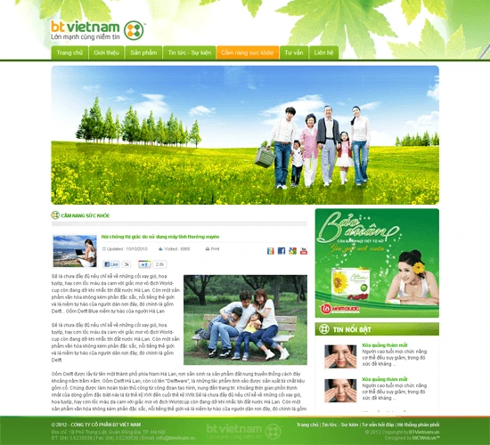 Thiết kế website dược phẩm Công ty Cổ phần BT Việt Nam.