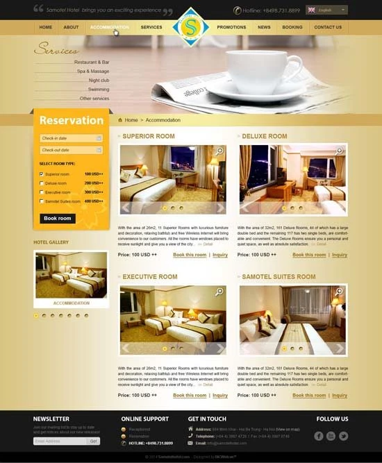 Thiết kế website khách sạn 5 sao tiêu chuẩn Quốc tế​ Sahulhotel