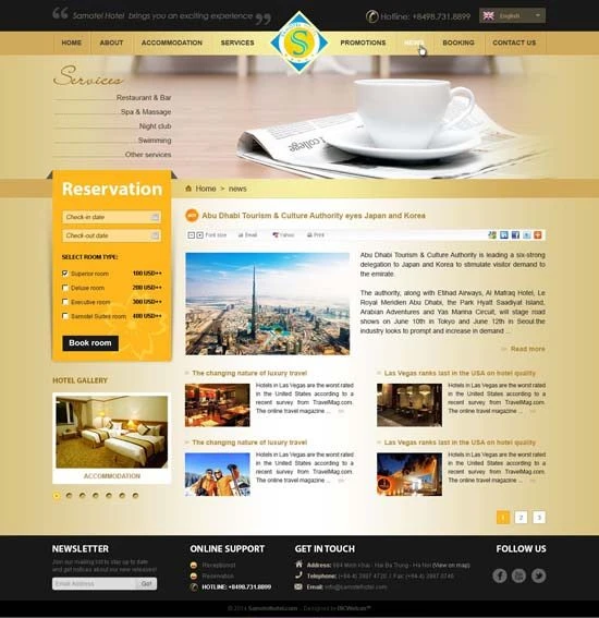 Thiết kế website khách sạn 5 sao tiêu chuẩn Quốc tế​ Sahulhotel