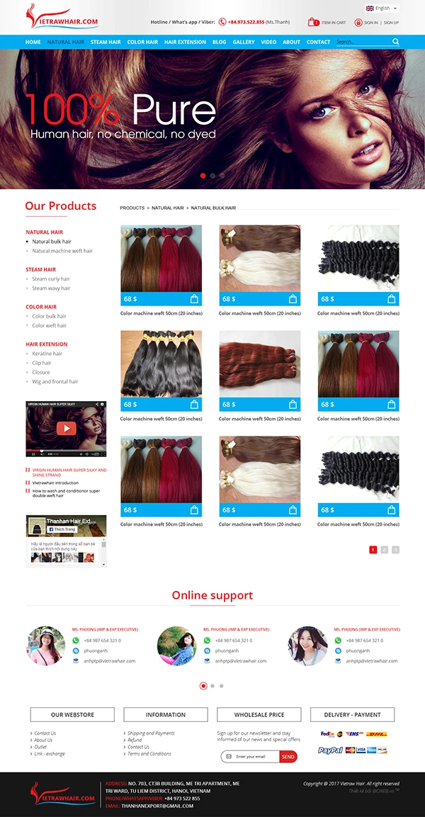 Website giới thiệu hãng thời trang tóc Vietrawhair