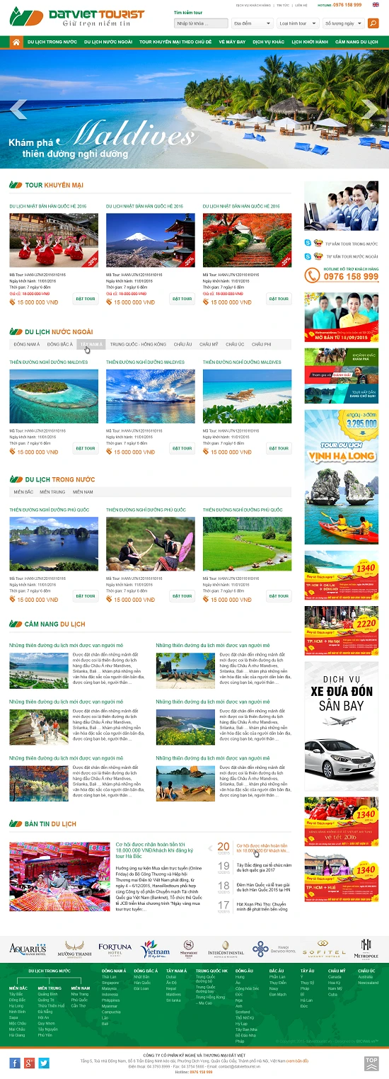 Thiết kế website du lịch datviettourist.vn