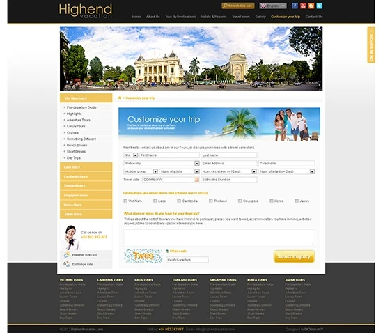 Thiết kế website du lịch Highend Vacation
