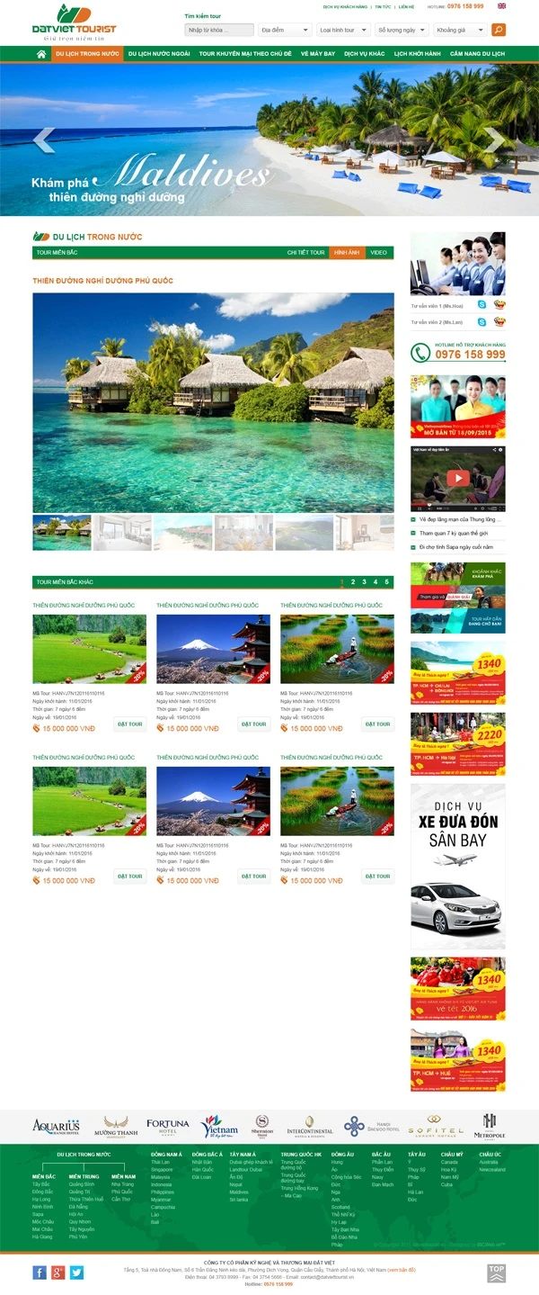 Thiết kế website du lịch datviettourist.vn