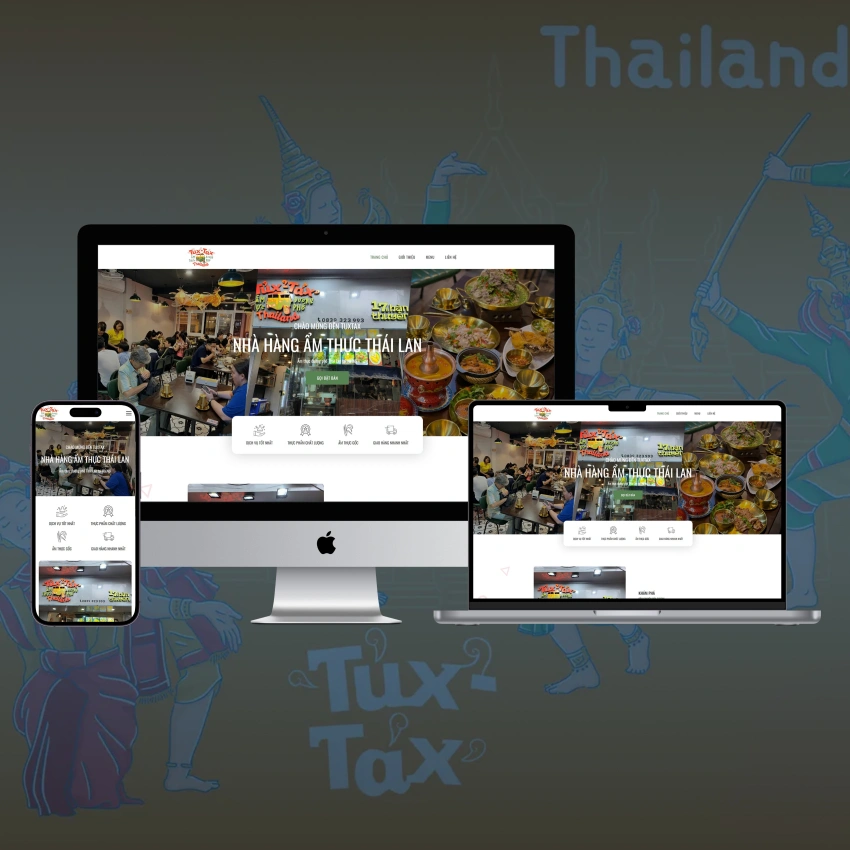 Thiết kế giao diện website nhà hàng ẩm thực Thái Lan Tux Tax