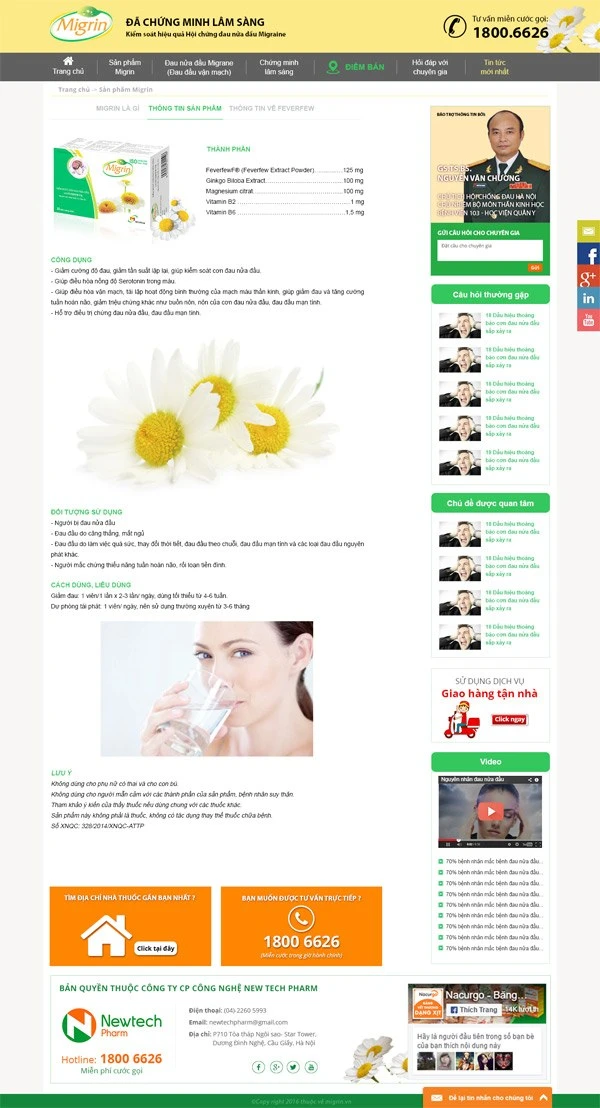 Nhãn hàng dược Migrin - Công ty NewTechPharm