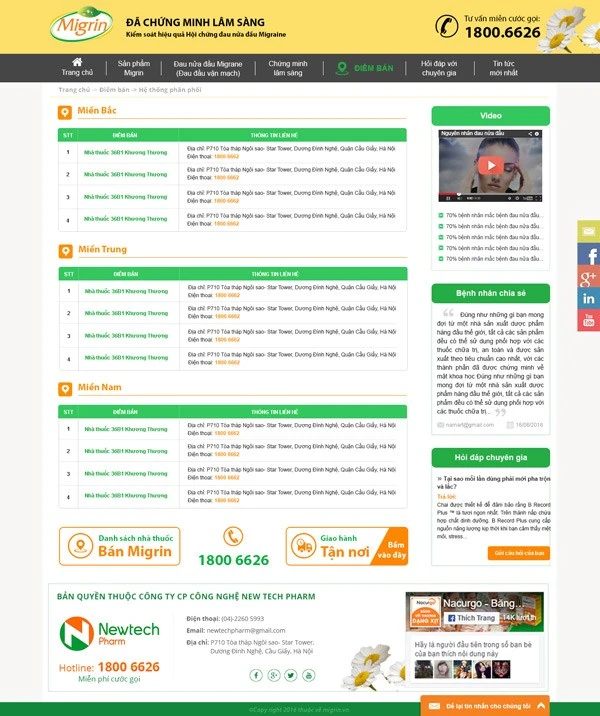 Nhãn hàng dược Migrin - Công ty NewTechPharm