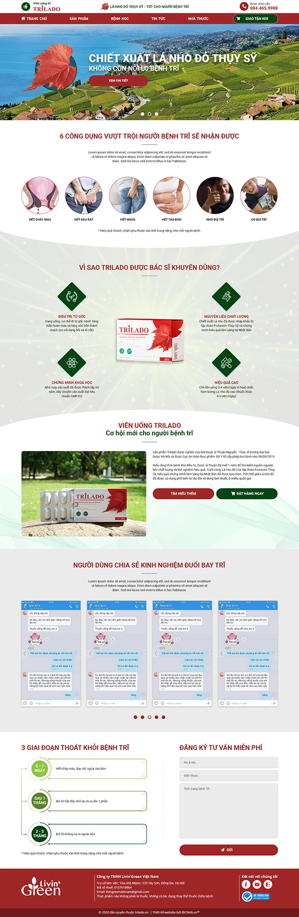Website nhãn hàng được phẩm Trĩ - Trilado