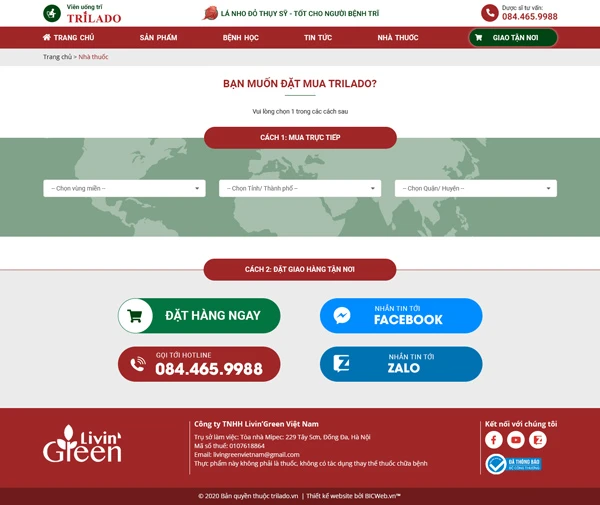 Website nhãn hàng được phẩm Trĩ - Trilado
