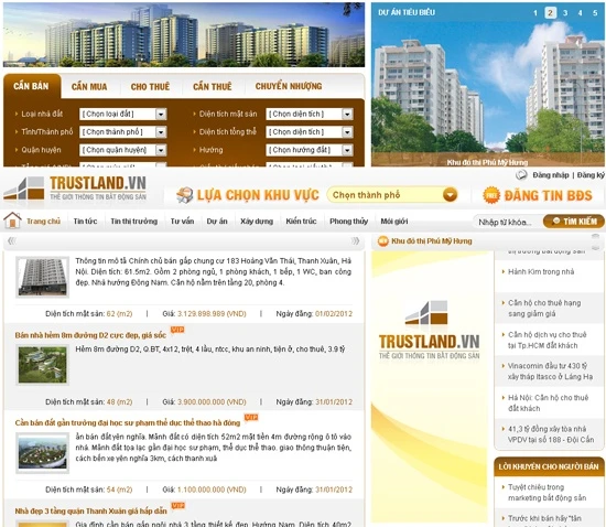 Thiết kế website sàn giao dịch bất động sản online Trustland