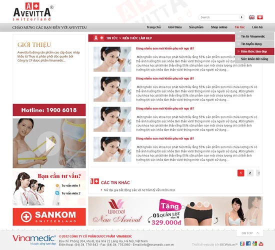 Website thương mại Avevitta