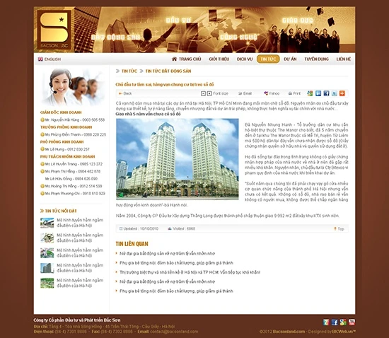 Thiết kế web bất động sản BacSonGroup