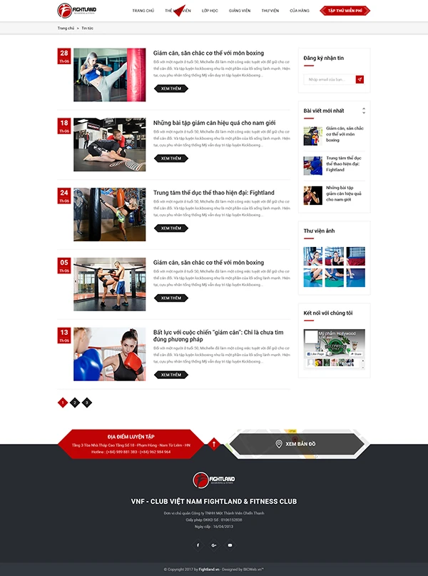 Website giới thiệu Câu lạc bộ Boxing - Fightland Fitness Club