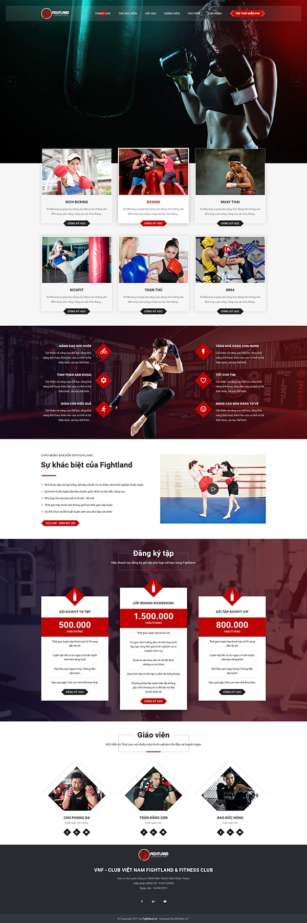 Website giới thiệu Câu lạc bộ Boxing - Fightland Fitness Club