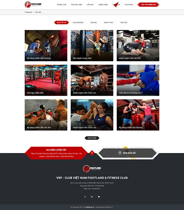 Website giới thiệu Câu lạc bộ Boxing - Fightland Fitness Club