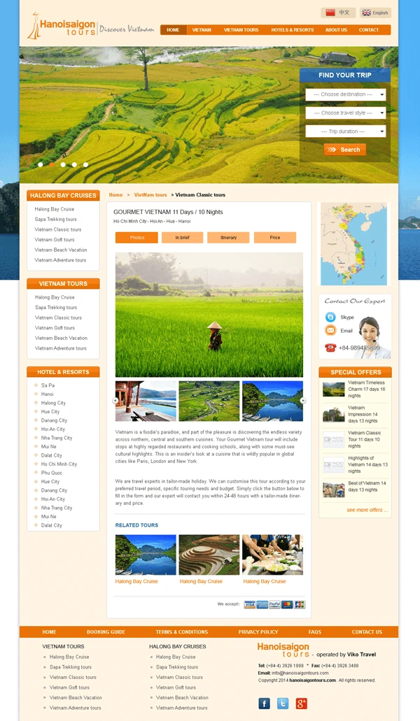 Thiết kế website Du lịch Hanoisaigontours.com