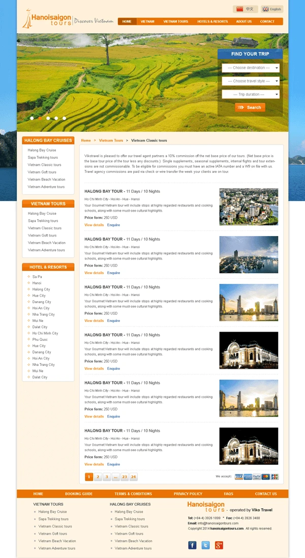 Thiết kế website Du lịch Hanoisaigontours.com