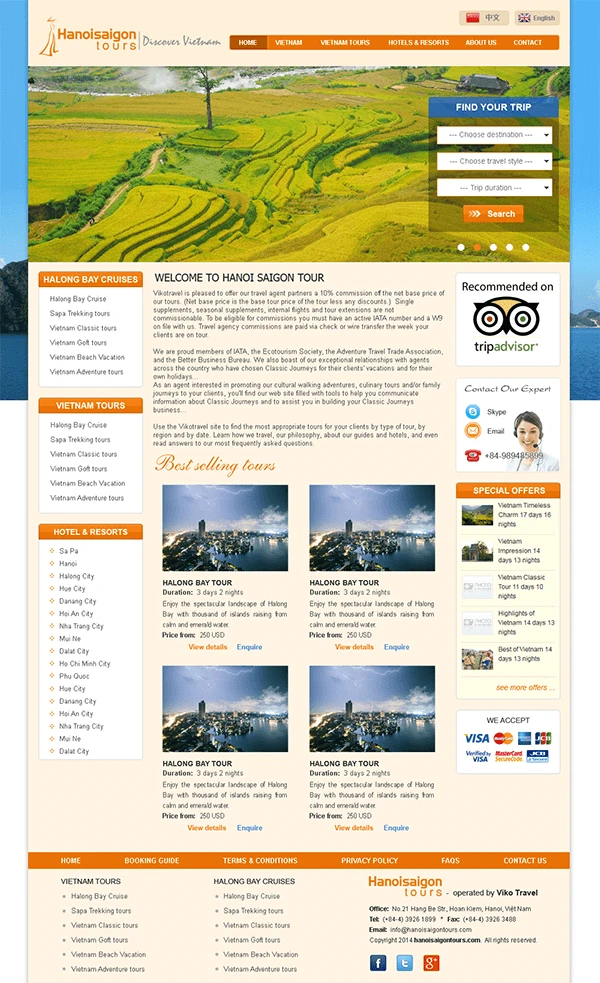 Thiết kế website Du lịch Hanoisaigontours.com