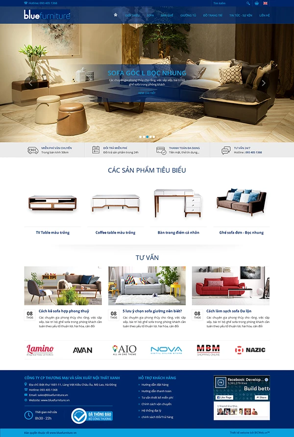 Website giới thiệu Công ty CP Thương mại và Sản xuất Nội Thất Xanh
