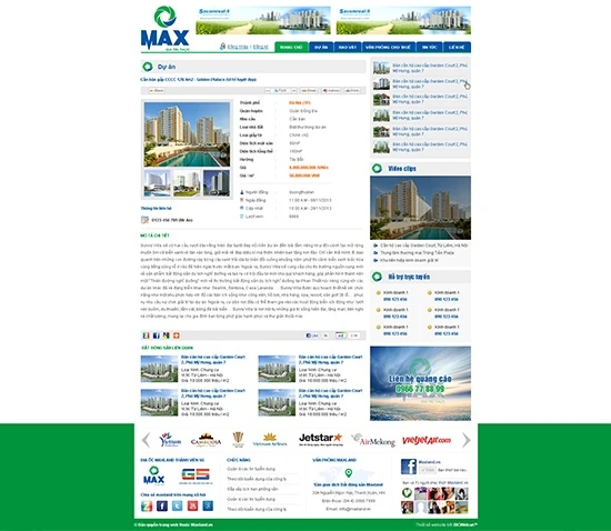 Thiết kế website maxland.vn Địa ốc Maxland top thương hiệu mạnh 2013.