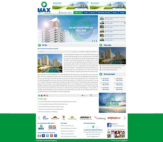 Thiết kế website maxland.vn Địa ốc Maxland top thương hiệu mạnh 2013.