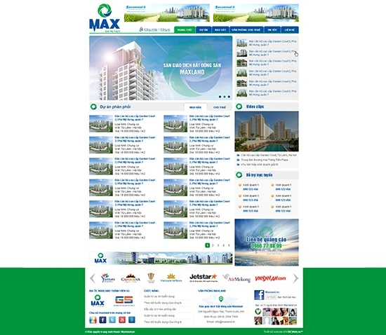 Thiết kế website maxland.vn Địa ốc Maxland top thương hiệu mạnh 2013.