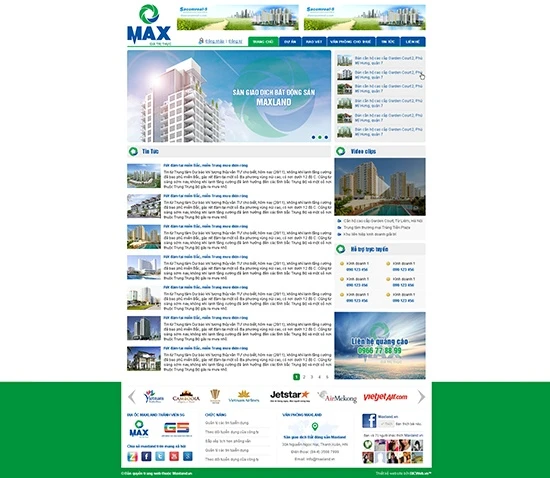 Thiết kế website maxland.vn Địa ốc Maxland top thương hiệu mạnh 2013.