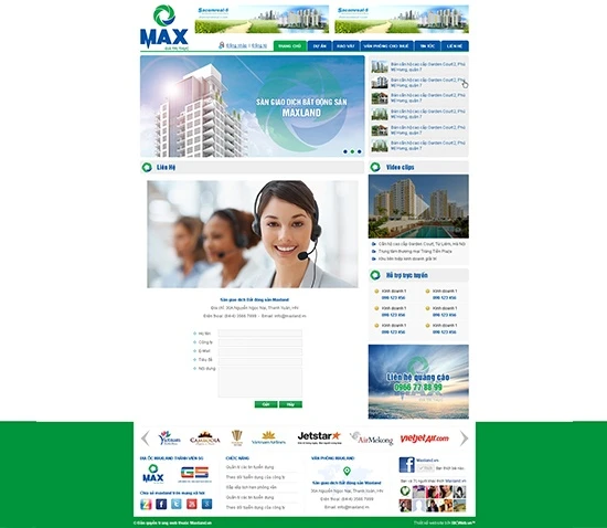 Thiết kế website maxland.vn Địa ốc Maxland top thương hiệu mạnh 2013.