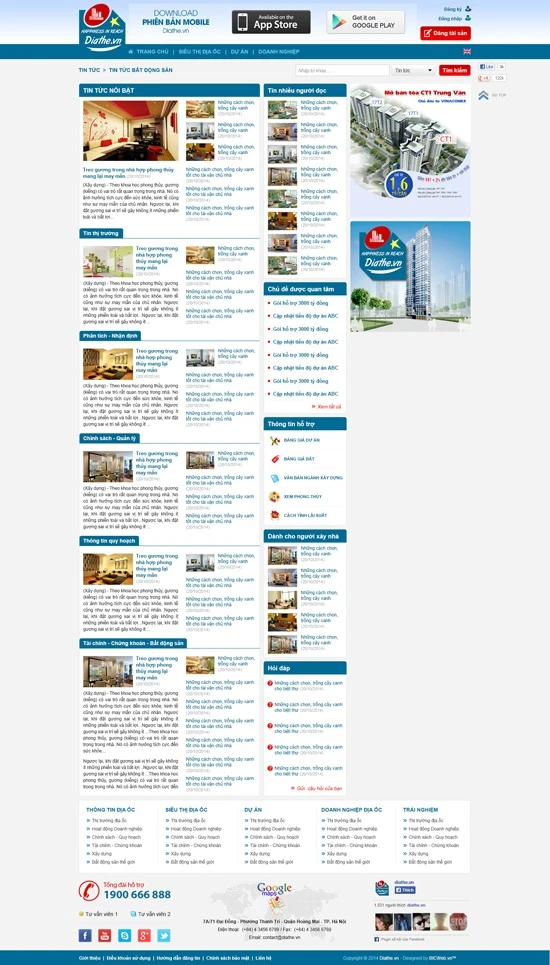 Thiết kế website tư vấn bất động sản và phong thủy diathe.vn