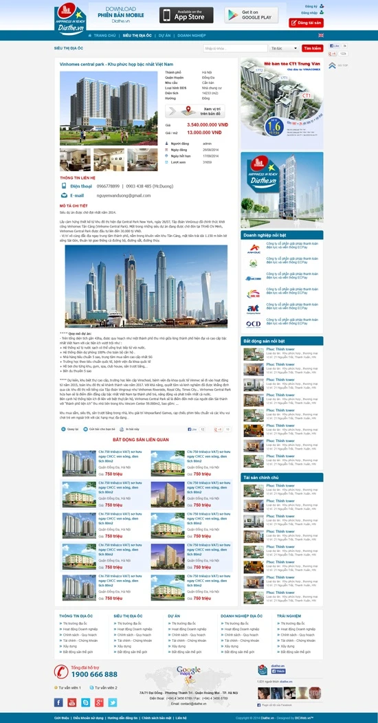 Thiết kế website tư vấn bất động sản và phong thủy diathe.vn