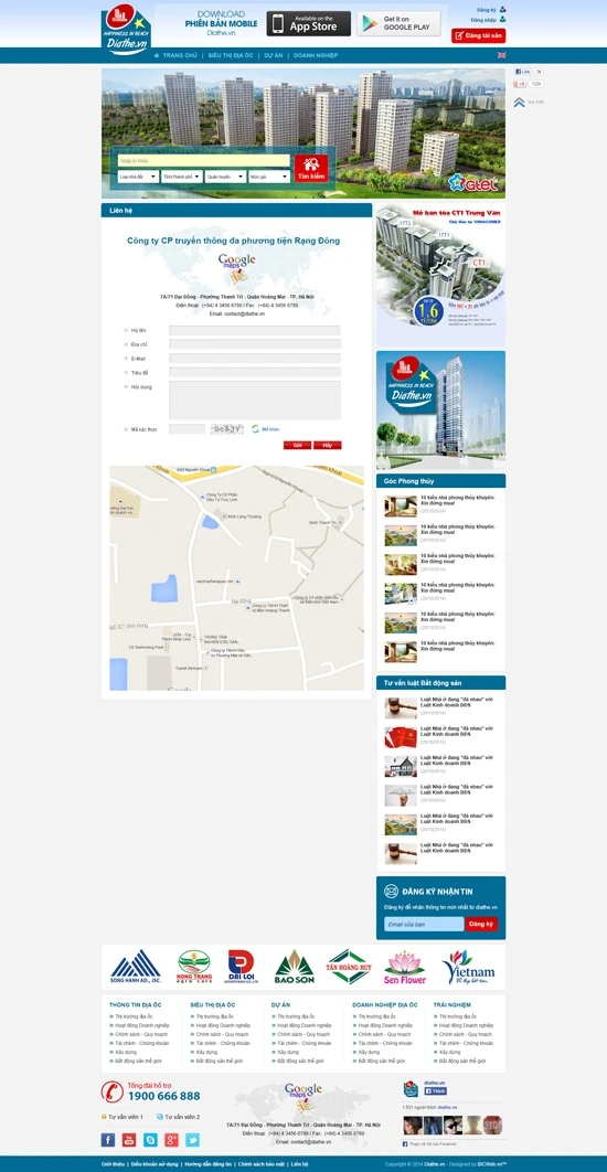 Thiết kế website tư vấn bất động sản và phong thủy diathe.vn