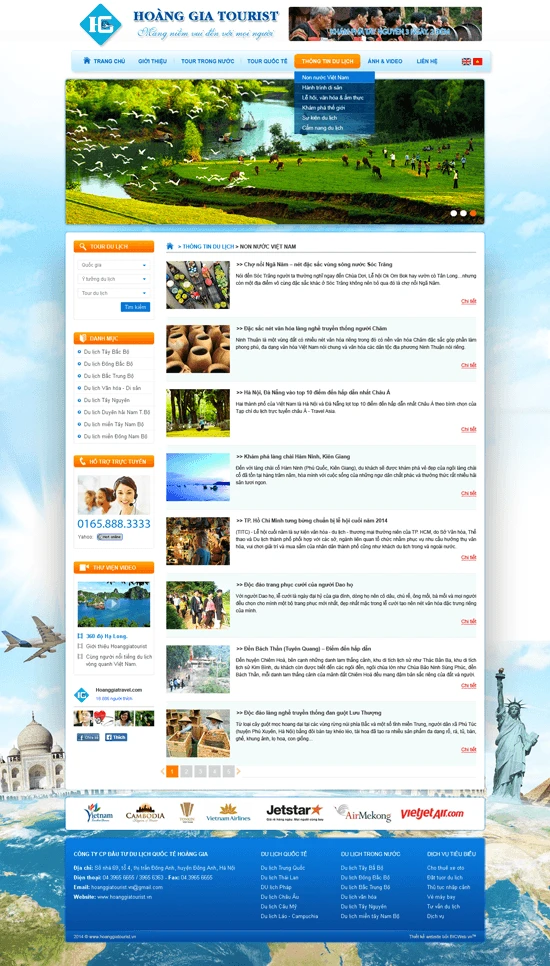 Thiết kế website giới thiệu tour du lịch hoanggiatourist.vn