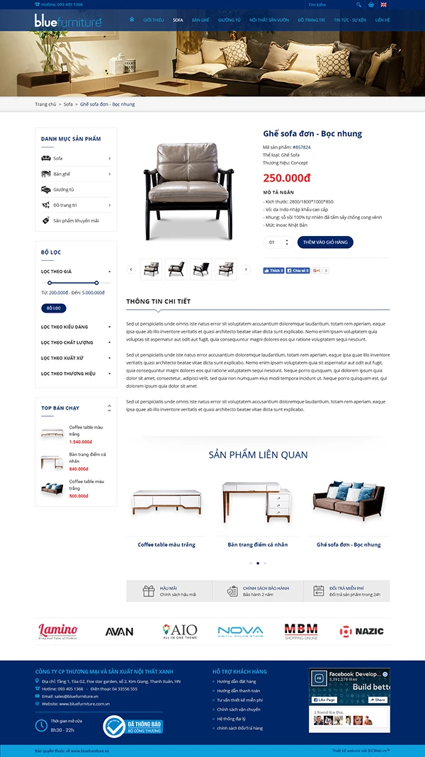 Website giới thiệu Công ty CP Thương mại và Sản xuất Nội Thất Xanh