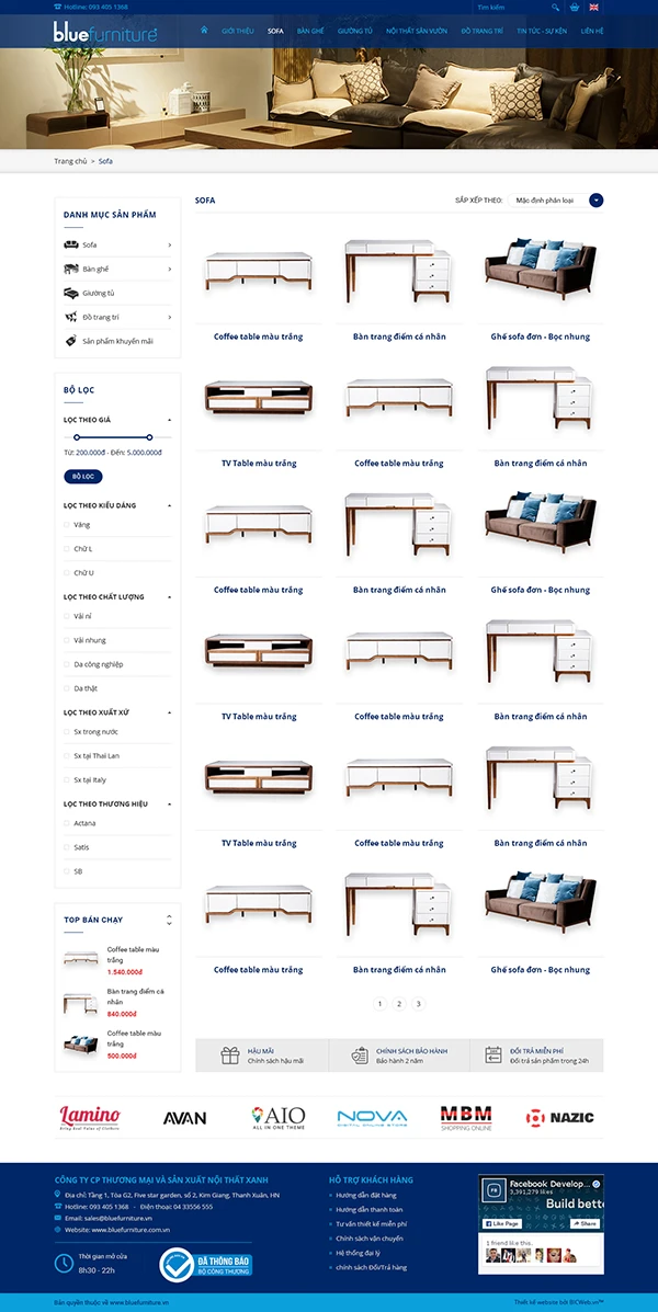 Website giới thiệu Công ty CP Thương mại và Sản xuất Nội Thất Xanh