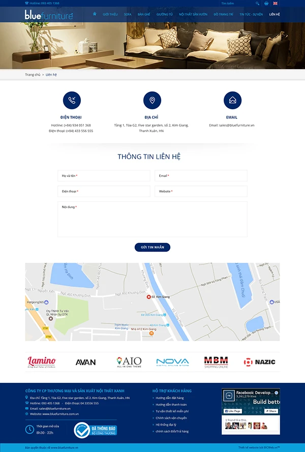 Website giới thiệu Công ty CP Thương mại và Sản xuất Nội Thất Xanh