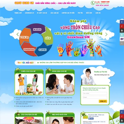 Thiết kế web Dinhduongchocon.vn Giới thiệu sản phẩm bổ xung vitamin và khoáng chất giúp bé phát triể