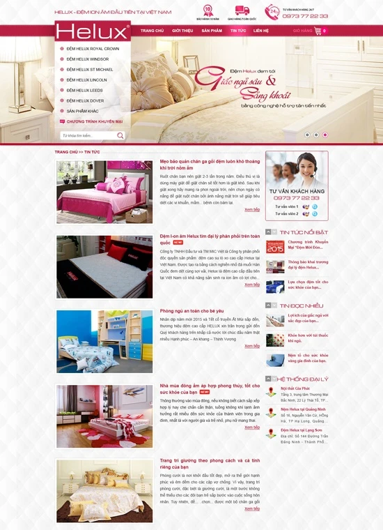 Web TMĐT - Đệm Helux