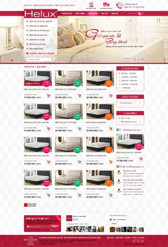 Web TMĐT - Đệm Helux