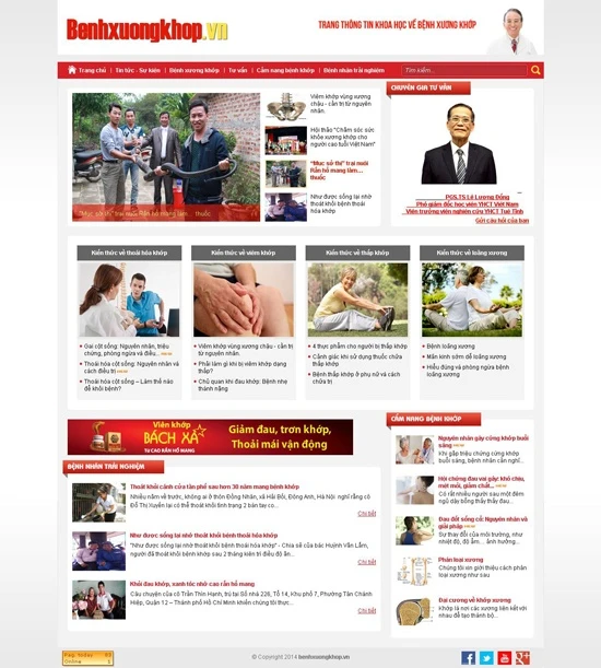 Thiết kế website chuyên trang bệnh học - Benhxuongkhop.vn