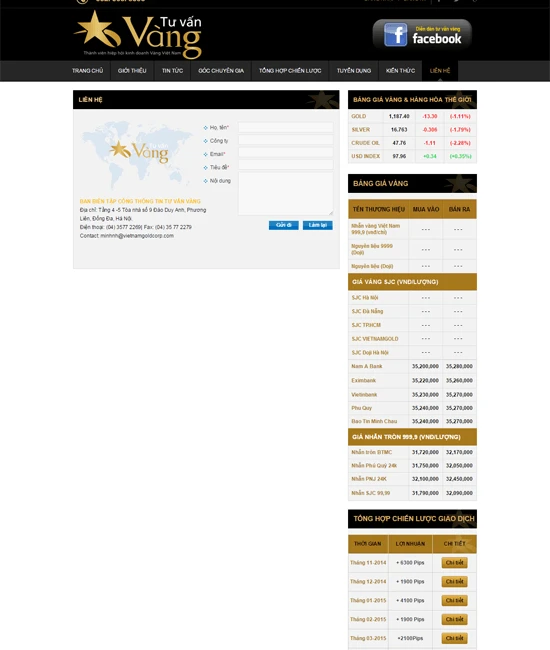 Website giới thiệu công ty Tư vấn vàng