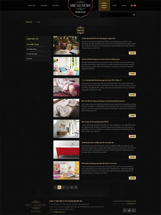 Thiết kế website nội thất Miclucxury
