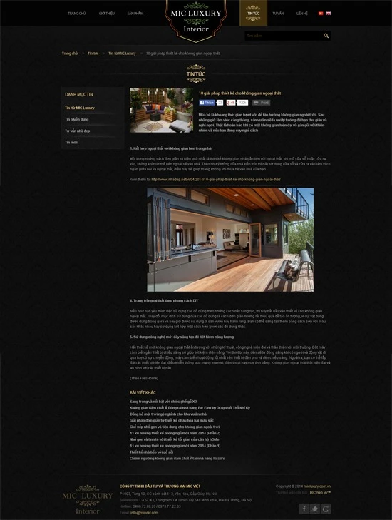 Thiết kế website nội thất Miclucxury