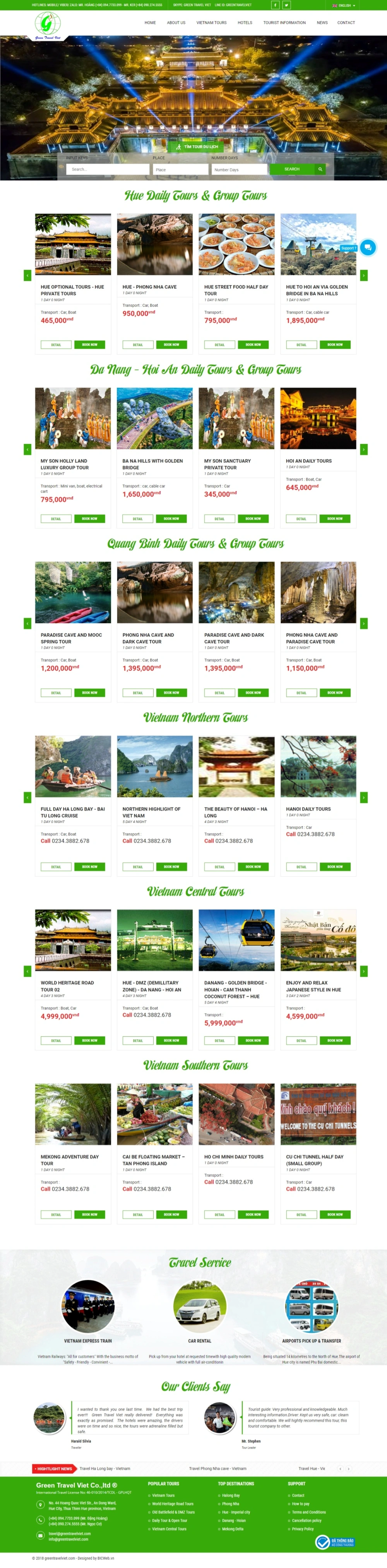 Website công ty du lịch tại Huế